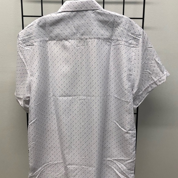 Deniko button front shirt white blue specks casual - Picture 3 of 3